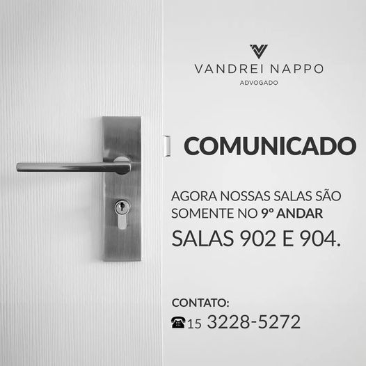 Comunicado: agora nossas salas são somente no 9° andar (salas 902 e 904). 